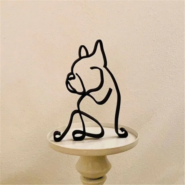 Modern Animal Sculpture Abstract Dog Ornament Wrought Iron Bulldog Dachshund Labrador Chihuahua Pastoral Dog Simple Art Figurine 2