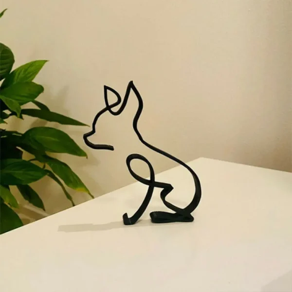 Modern Animal Sculpture Abstract Dog Ornament Wrought Iron Bulldog Dachshund Labrador Chihuahua Pastoral Dog Simple Art Figurine 3