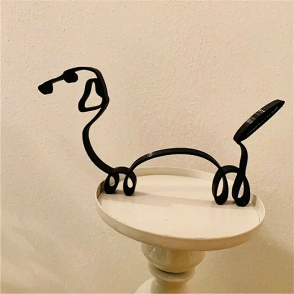 Modern Animal Sculpture Abstract Dog Ornament Wrought Iron Bulldog Dachshund Labrador Chihuahua Pastoral Dog Simple Art Figurine 5