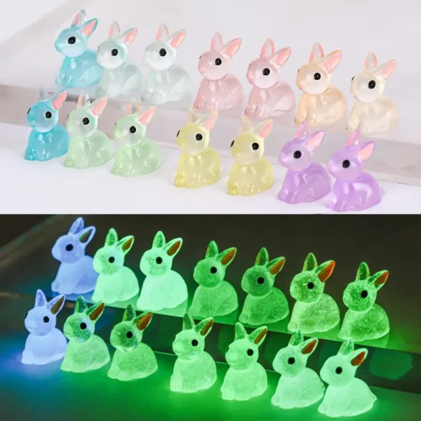 Luminous Rabbit Decoration Microlandscape Gardening Crafts Mini Bunnies Ornaments Home Decoration Cute Miniature Figurines ﻿ 6