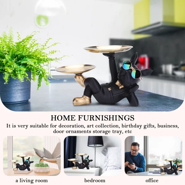 Bulldog Cool Sculpture Dog Ornament Butler Storage Box Home Decor Cool Dog Figurine Dog Statue Box Resin Cool Dog with Tray 3