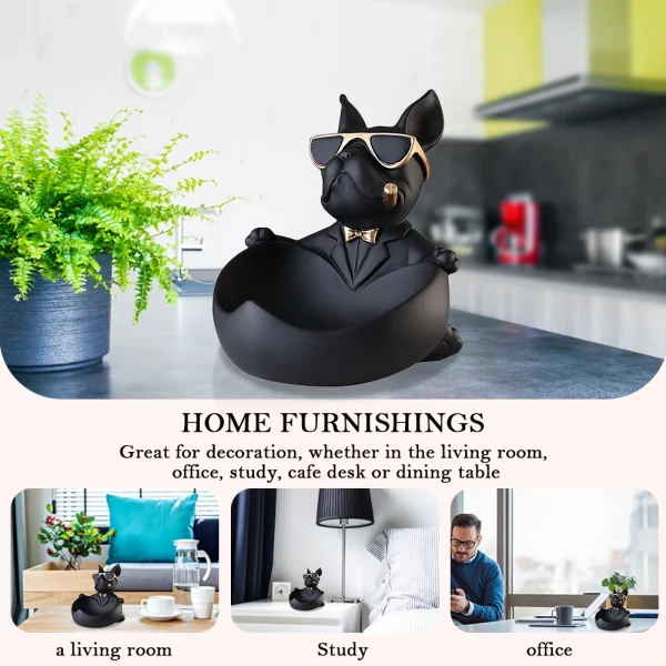 Bulldog Cool Sculpture Dog Ornament Butler Storage Box Home Decor Cool Dog Figurine Dog Statue Box Resin Cool Dog with Tray 5