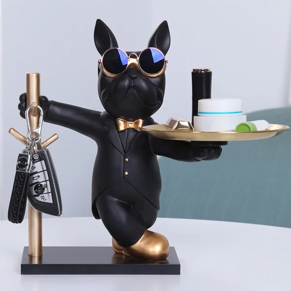 Bulldog Cool Sculpture Dog Ornament Butler Storage Box Home Decor Cool Dog Figurine Dog Statue Box Resin Cool Dog with Tray 6