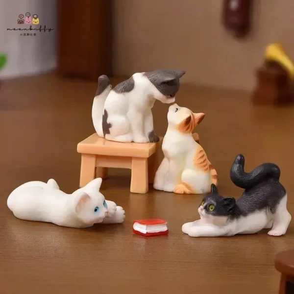 Resin Cats Ornament Kitten Figurine Animal Miniature Fairy Garden Doll House Decoration DIY Micro Landscape Home Decor 1