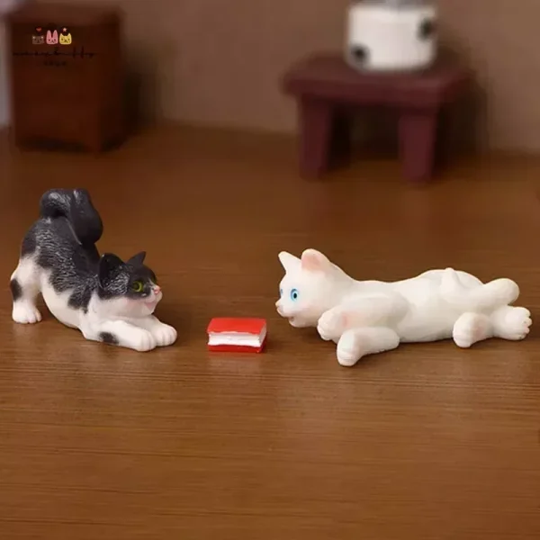 Resin Cats Ornament Kitten Figurine Animal Miniature Fairy Garden Doll House Decoration DIY Micro Landscape Home Decor 2