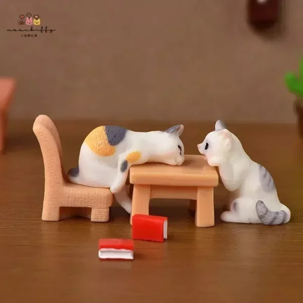 Resin Cats Ornament Kitten Figurine Animal Miniature Fairy Garden Doll House Decoration DIY Micro Landscape Home Decor 4