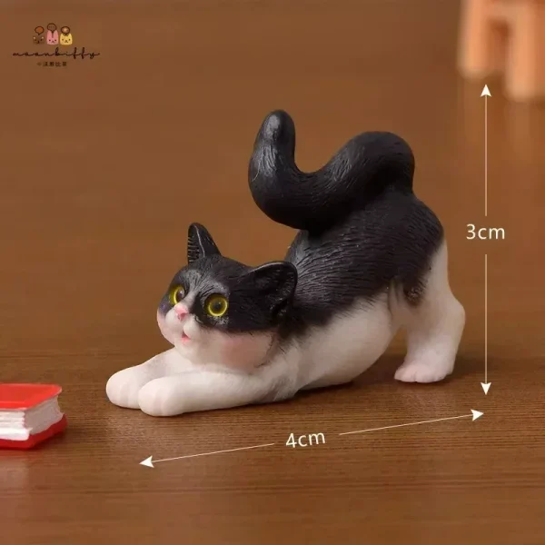 Resin Cats Ornament Kitten Figurine Animal Miniature Fairy Garden Doll House Decoration DIY Micro Landscape Home Decor 6