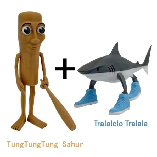 Shark Figurine Tungtungsahur Figure Funny Doll Desktop Decoration Tralalero Tralala Figure Movable Articulated 3D Printed Toy 5