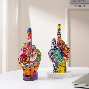 Graffiti Middle Finger Hand Gesture Polyresin Figurine Home Decor Sculpture Decoration Accessories Shelf Pop Modern Art 1