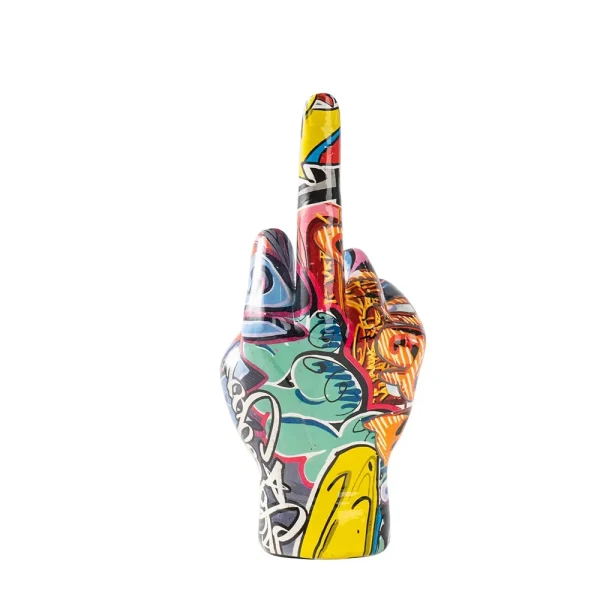 Graffiti Middle Finger Hand Gesture Polyresin Figurine Home Decor Sculpture Decoration Accessories Shelf Pop Modern Art 5