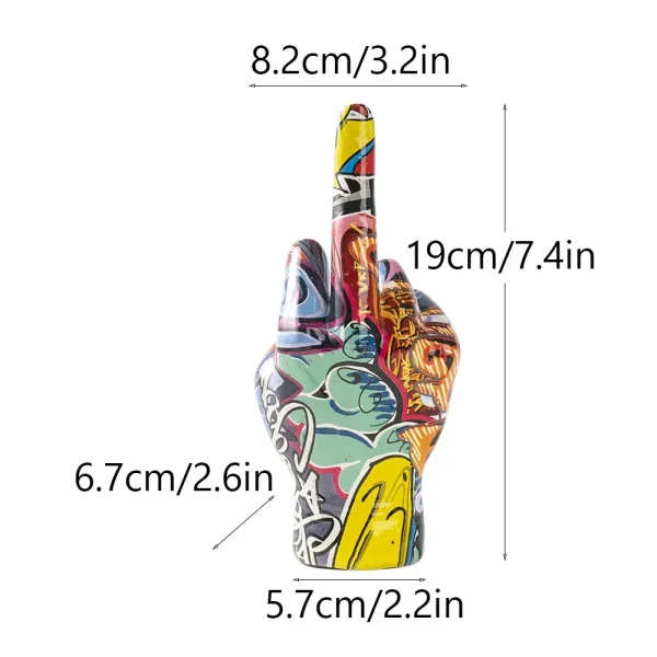 Graffiti Middle Finger Hand Gesture Polyresin Figurine Home Decor Sculpture Decoration Accessories Shelf Pop Modern Art 6