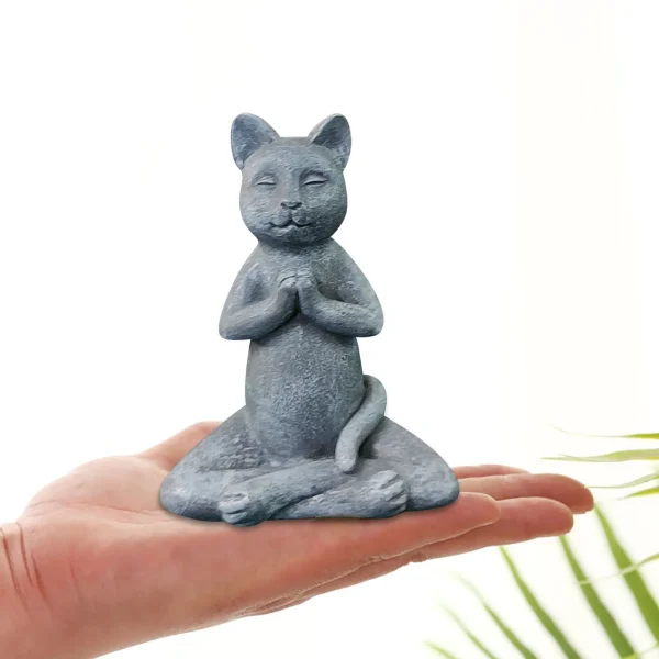 Garden Meditating Cat Buddha atue Yoga Cat Pose Sculpture Indoor Outdoor Garden Figurine Resin Animal Yard Art Decoration 4