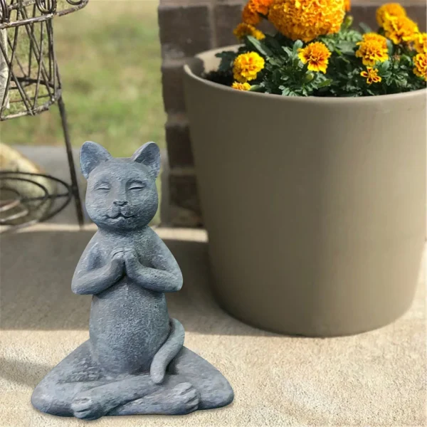 Garden Meditating Cat Buddha atue Yoga Cat Pose Sculpture Indoor Outdoor Garden Figurine Resin Animal Yard Art Decoration 5