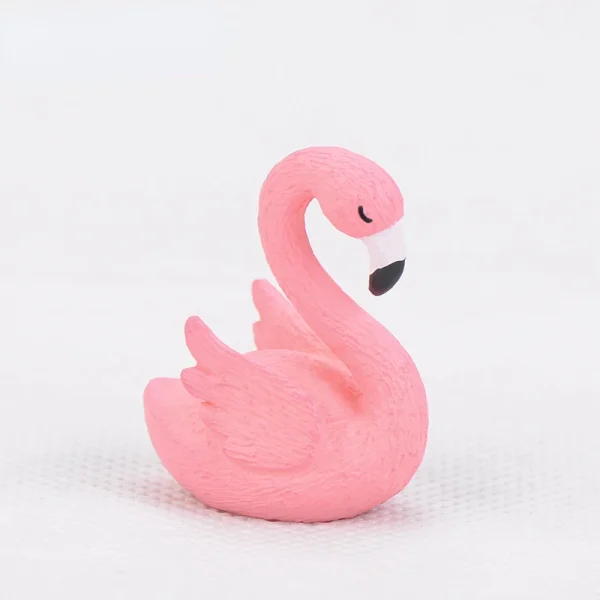 2pcs Pink Flamingo Swan Love Bird Figurine Ornaments Cake Topper Flamingo Sculpture Valentine Day Gift Kawaii Accessories 2