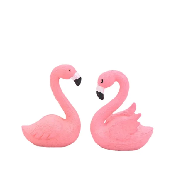 2pcs Pink Flamingo Swan Love Bird Figurine Ornaments Cake Topper Flamingo Sculpture Valentine Day Gift Kawaii Accessories 5