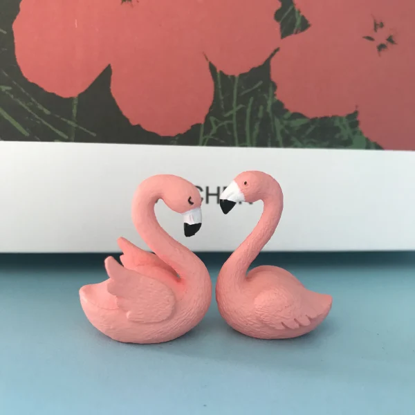 2pcs Pink Flamingo Swan Love Bird Figurine Ornaments Cake Topper Flamingo Sculpture Valentine Day Gift Kawaii Accessories 6