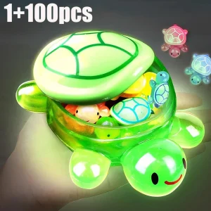 1PC Night Glow Large Turtle+100pcs Mini Luminous Turtles Figurines Resin Craft Glowing Turtle Storage Ornament Landscape Desktop 1