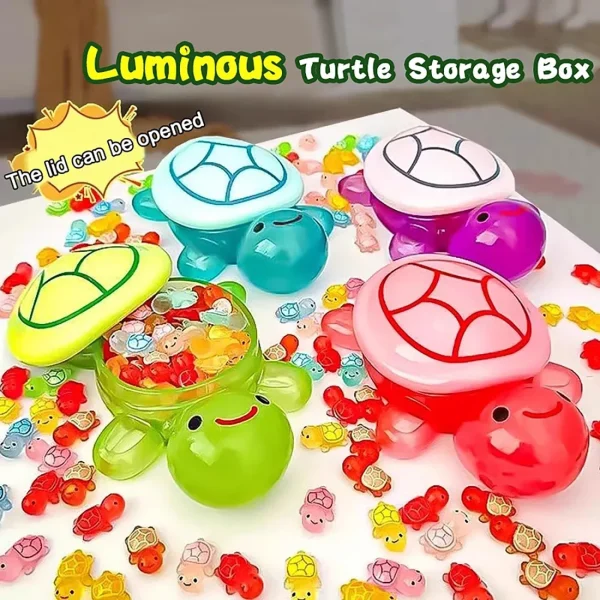 1PC Night Glow Large Turtle+100pcs Mini Luminous Turtles Figurines Resin Craft Glowing Turtle Storage Ornament Landscape Desktop 2