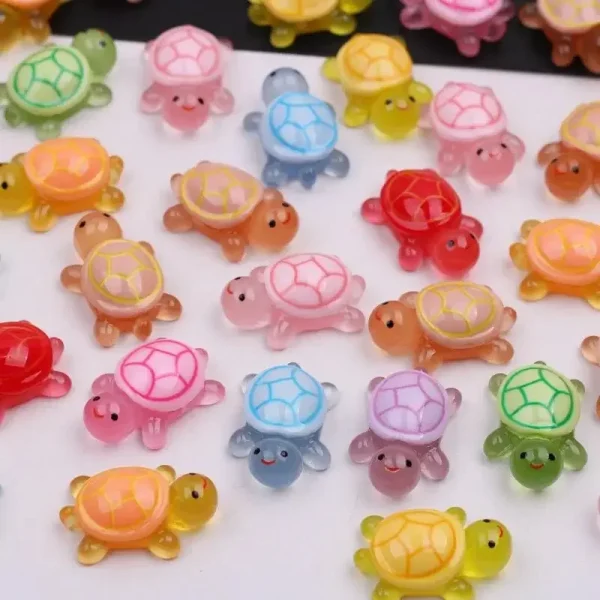 1PC Night Glow Large Turtle+100pcs Mini Luminous Turtles Figurines Resin Craft Glowing Turtle Storage Ornament Landscape Desktop 3
