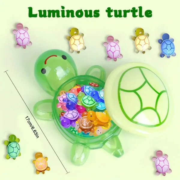 1PC Night Glow Large Turtle+100pcs Mini Luminous Turtles Figurines Resin Craft Glowing Turtle Storage Ornament Landscape Desktop 6