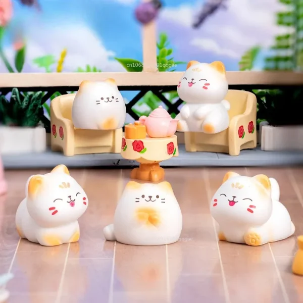 New Creative Cute Cartoon Wealth Cat Model Cat Desktop Decoration Animal Figurine Cat Ornaments Decorations Accessories 2