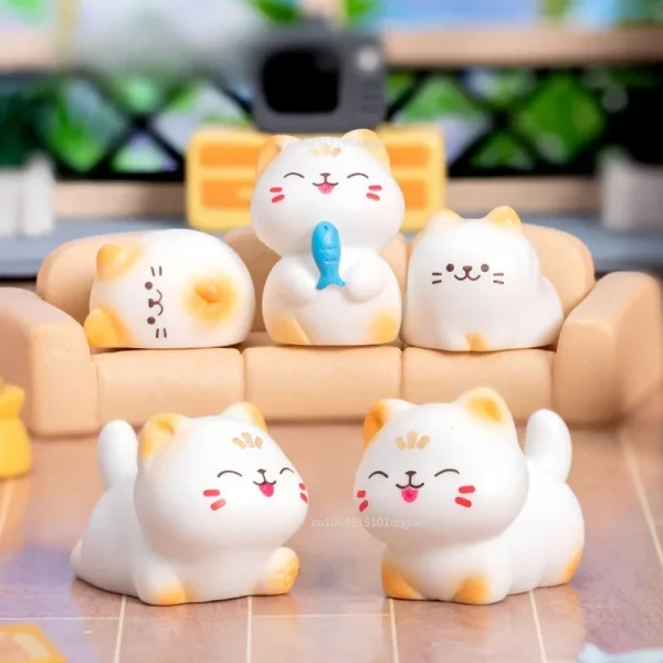 New Creative Cute Cartoon Wealth Cat Model Cat Desktop Decoration Animal Figurine Cat Ornaments Decorations Accessories 3