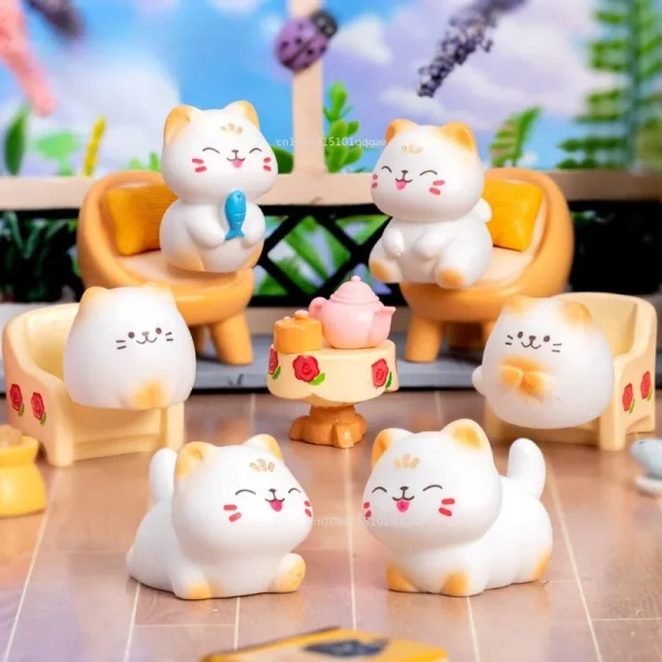 New Creative Cute Cartoon Wealth Cat Model Cat Desktop Decoration Animal Figurine Cat Ornaments Decorations Accessories 4
