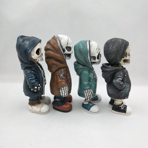 1Pcs Cool Skeleton Figurines, Skull Figurine Statue Decor, Miniature Skeleton Sculpture Resin - Decorative Halloween Ornaments C 4