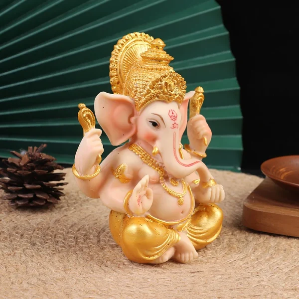 Gold Lord Ganesha Buddha Statue Elephant God Sculptures Ganesh Figurines 2