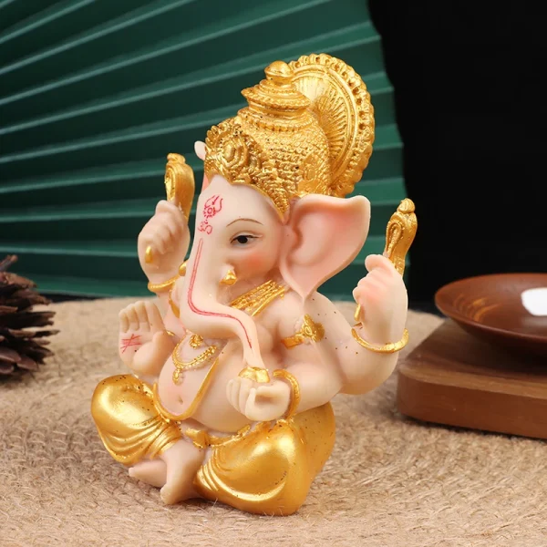 Gold Lord Ganesha Buddha Statue Elephant God Sculptures Ganesh Figurines 3