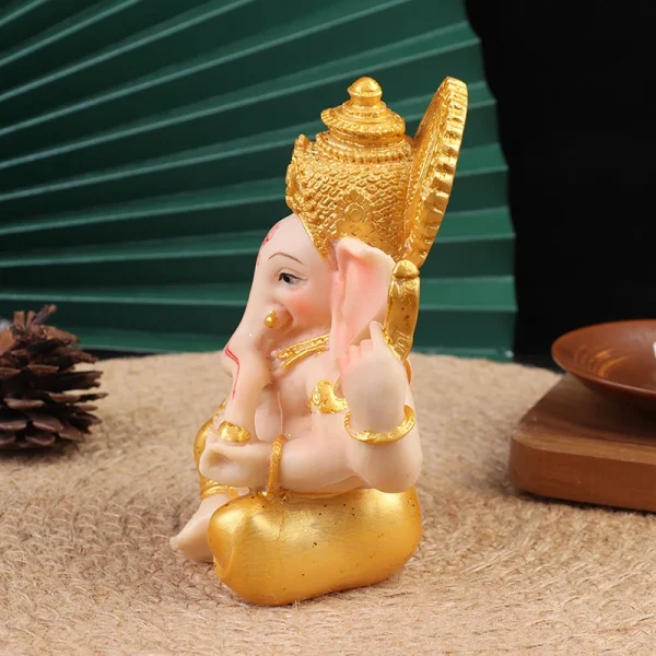 Gold Lord Ganesha Buddha Statue Elephant God Sculptures Ganesh Figurines 4