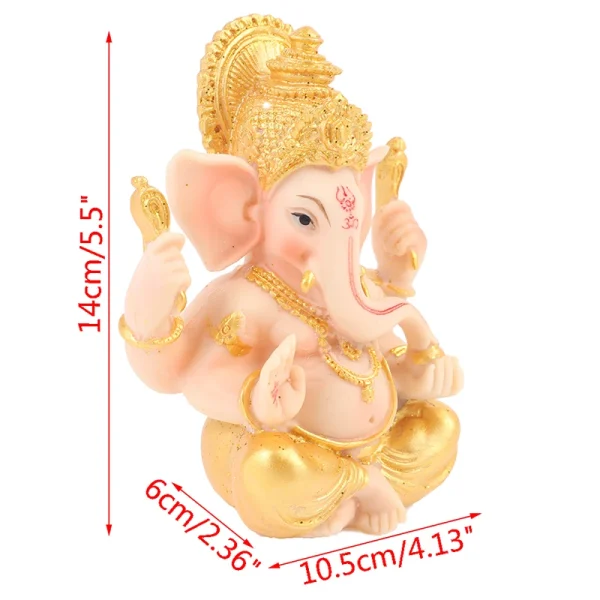 Gold Lord Ganesha Buddha Statue Elephant God Sculptures Ganesh Figurines 6