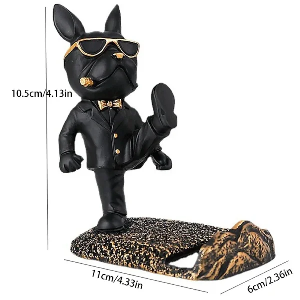 French Bulldog Statue Desk Decor Cute Dog Sculptures Phone Holder Animal Figurine Cell Phone Stand Home Office Decorations 6
