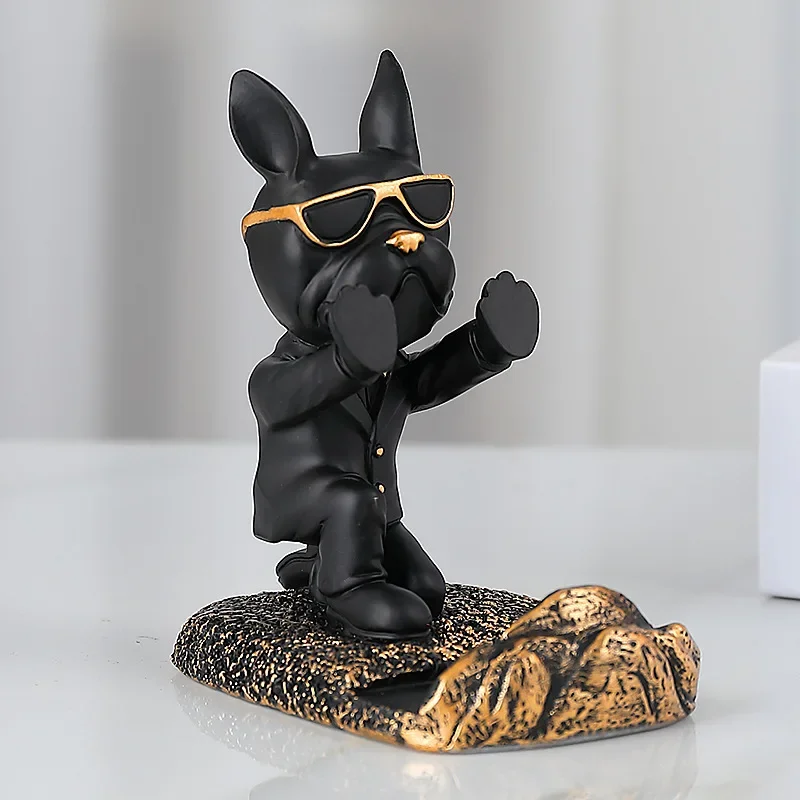 Black pusing dog