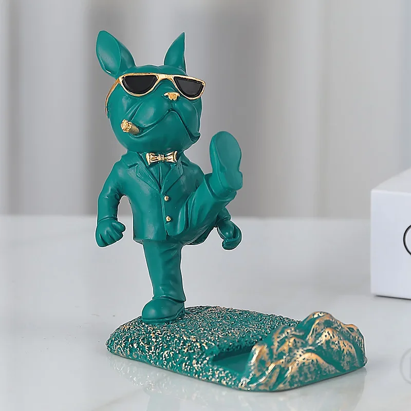 Green kicking dog