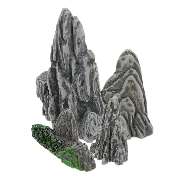4 Pcs Artificial Mountain Rocks Fake Garden Stones Rockery Miniature Landscape Ornament Resin Simulation Decor Models Figurine 2