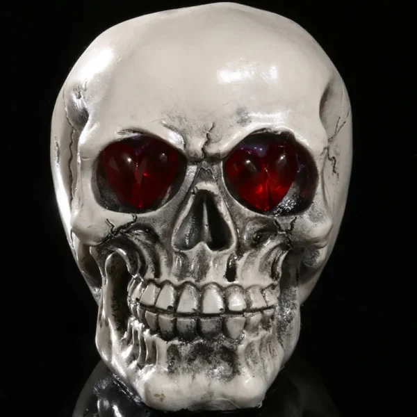 Handmade LED Eyes Resin Skull Skeleton Head Statues Demon Skull Figurines Sculpture Home Decoration Craft Halloween Decor Gift 2