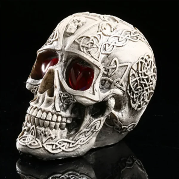 Handmade LED Eyes Resin Skull Skeleton Head Statues Demon Skull Figurines Sculpture Home Decoration Craft Halloween Decor Gift 3