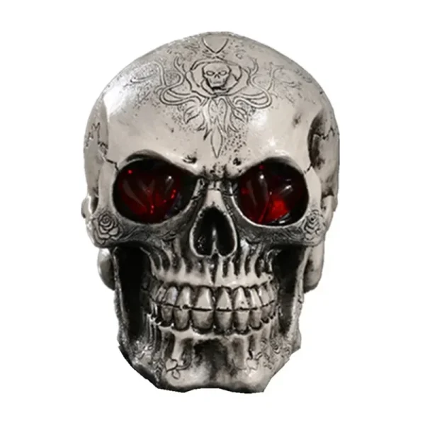 Handmade LED Eyes Resin Skull Skeleton Head Statues Demon Skull Figurines Sculpture Home Decoration Craft Halloween Decor Gift 4