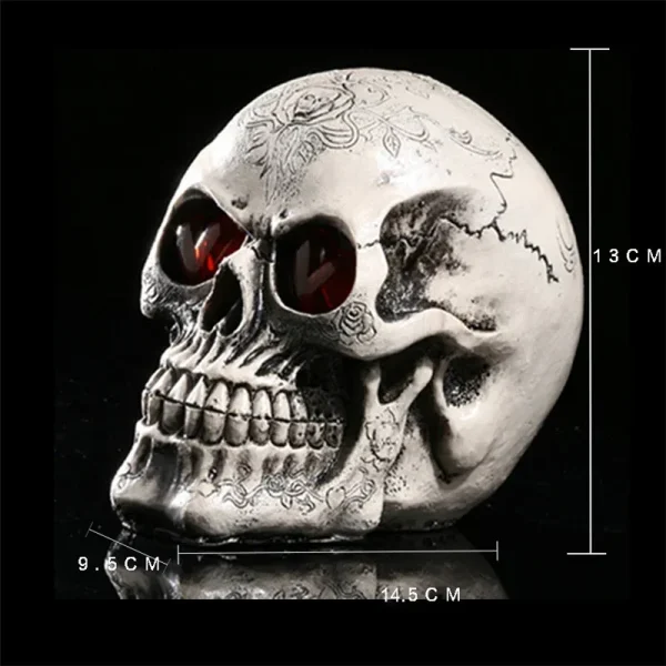 Handmade LED Eyes Resin Skull Skeleton Head Statues Demon Skull Figurines Sculpture Home Decoration Craft Halloween Decor Gift 6