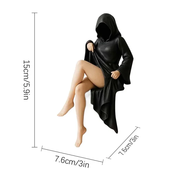 Mysterious Statue Gothic Death Black Robe Queen Figure Bookshelf Sculpture 3D Printed Spooky Sitting Statues Desktop Ornaments 6