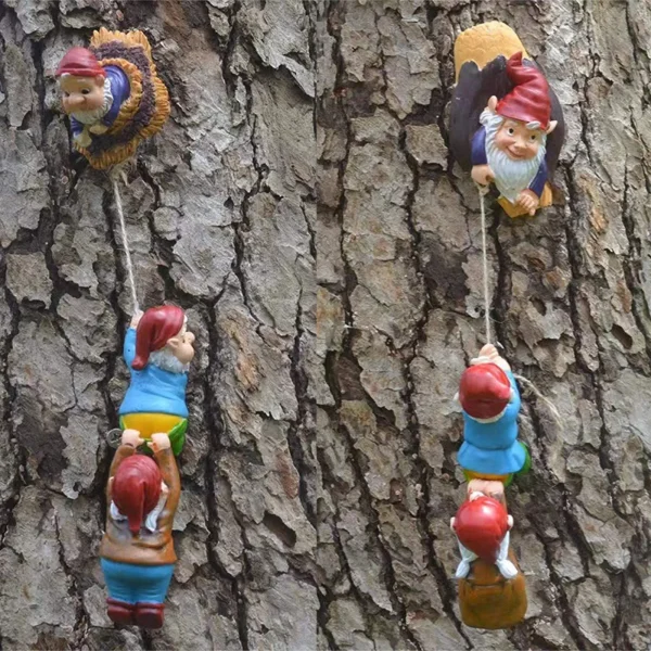 Resin Climbing Gnome Dwarfs Sculpture Gnome Art Figurines Courtyard Landscape Statue Garden Ornament CraftsHome Decor Gift 1