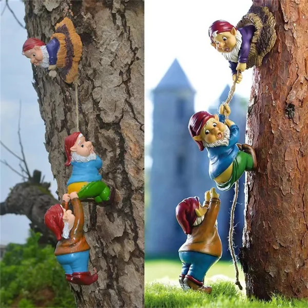 Resin Climbing Gnome Dwarfs Sculpture Gnome Art Figurines Courtyard Landscape Statue Garden Ornament CraftsHome Decor Gift 2