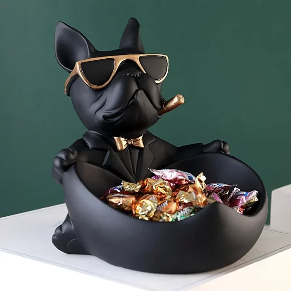 Creative Cool Dog Figurine Bulldog Statue Storage Box Animal Ornament Resin Craft Art Sculpture Figurine Home Decoration Gift 2
