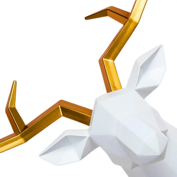 Elegant Resin Statue Figurines Wall Sculpture Geometrical 3D Deer Head Wall Decor for Bedroom Background Bar Artwork TV Cabinet 5