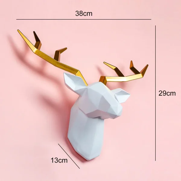 Elegant Resin Statue Figurines Wall Sculpture Geometrical 3D Deer Head Wall Decor for Bedroom Background Bar Artwork TV Cabinet 6