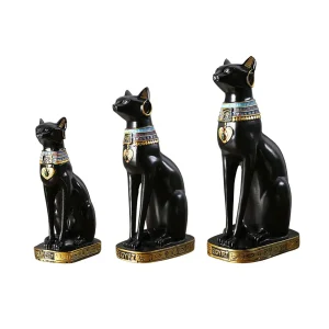 Egyptian Cat Goddess Bastet Statue Ornament Egypt Collectible Animal Sculpture Figurine for Office Shelf Table Desk Cabinet 1