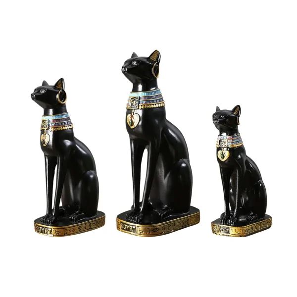Egyptian Cat Goddess Bastet Statue Ornament Egypt Collectible Animal Sculpture Figurine for Office Shelf Table Desk Cabinet 2