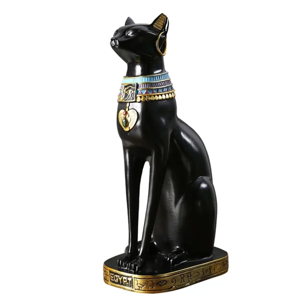 Egyptian Cat Goddess Bastet Statue Ornament Egypt Collectible Animal Sculpture Figurine for Office Shelf Table Desk Cabinet 3