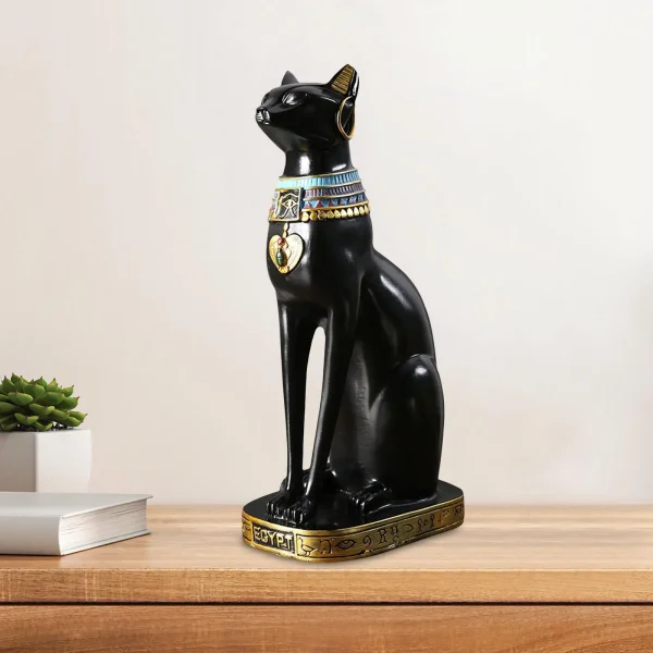 Egyptian Cat Goddess Bastet Statue Ornament Egypt Collectible Animal Sculpture Figurine for Office Shelf Table Desk Cabinet 4